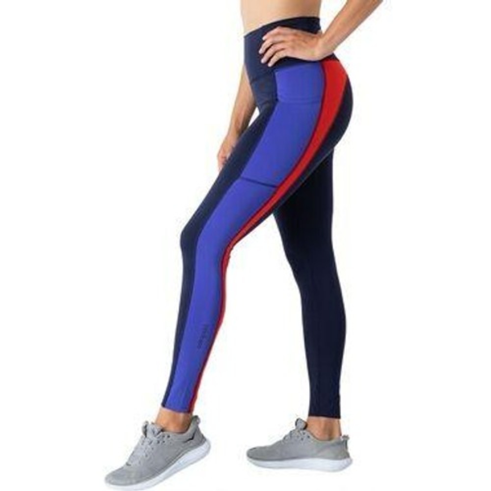 Cotopaxi Women XL Roso Navy Blue Red Colorblock Active Leggings Pocket High Rise